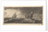 A yacht and three warships in a storm, 1665 by Wenceslaus Hollar