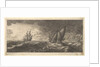 A yacht and three warships in a storm, 1665 by Wenceslaus Hollar