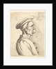 Bust of a man with a flat nose and protruding mouth, wearing flat cap and buttoned coat in…, 1660 by Wenceslaus Hollar