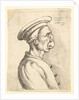 Bust of a man with a flat nose and protruding mouth, wearing flat cap and buttoned coat in…, 1660 by Wenceslaus Hollar