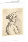 Bust of a man with a flat nose and protruding mouth, wearing flat cap and buttoned coat in…, 1660 by Wenceslaus Hollar