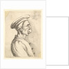 Bust of a man with a flat nose and protruding mouth, wearing flat cap and buttoned coat in…, 1660 by Wenceslaus Hollar