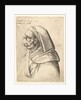 Bust of a man with a small turned-up nose and very high upper lip, wearing hood, in profil…, 1666 by Wenceslaus Hollar