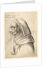 Bust of a man with a small turned-up nose and very high upper lip, wearing hood, in profil…, 1666 by Wenceslaus Hollar