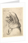 Bust of a man with a small turned-up nose and very high upper lip, wearing hood, in profil…, 1666 by Wenceslaus Hollar