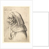 Bust of a man with a small turned-up nose and very high upper lip, wearing hood, in profil…, 1666 by Wenceslaus Hollar
