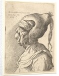Bust of a deformed woman with conical hat and two dangling plaits in profile to left, 1665 by Wenceslaus Hollar