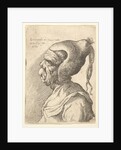 Bust of a deformed woman with conical hat and two dangling plaits in profile to left, 1665 by Wenceslaus Hollar