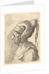 Bust of a deformed woman with conical hat and two dangling plaits in profile to left, 1665 by Wenceslaus Hollar