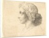 Head of young man with long hair in profile to the left, 1644-52 by Wenceslaus Hollar