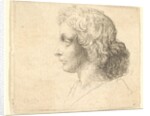 Head of young man with long hair in profile to the left, 1644-52 by Wenceslaus Hollar