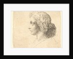 Head of young man with long hair in profile to the left, 1644-52 by Wenceslaus Hollar
