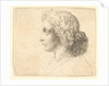 Head of young man with long hair in profile to the left, 1644-52 by Wenceslaus Hollar
