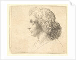 Head of young man with long hair in profile to the left, 1644-52 by Wenceslaus Hollar