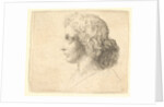 Head of young man with long hair in profile to the left, 1644-52 by Wenceslaus Hollar