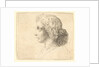Head of young man with long hair in profile to the left, 1644-52 by Wenceslaus Hollar
