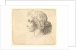 Head of young man with long hair in profile to the left, 1644-52 by Wenceslaus Hollar