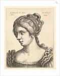 Bust of a woman looking downwards towards left with elaborately decorated hair, 1648 by Wenceslaus Hollar