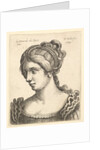 Bust of a woman looking downwards towards left with elaborately decorated hair, 1648 by Wenceslaus Hollar