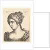 Bust of a woman looking downwards towards left with elaborately decorated hair, 1648 by Wenceslaus Hollar