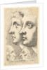 Two youths in profile to left with two grotesque heads facing each other below, 1625-77 by Wenceslaus Hollar