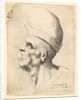 Bust of a deformed man wearing a bulbous hat in profile to the left, 1625-77 by Wenceslaus Hollar