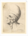 Bust of a deformed man wearing a bulbous hat in profile to the left, 1625-77 by Wenceslaus Hollar