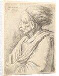 Man with caricatured features and hair streaming behind, in half-length to left, 1648 by Wenceslaus Hollar