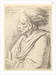Man with caricatured features and hair streaming behind, in half-length to left, 1648 by Wenceslaus Hollar