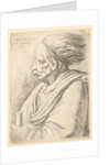 Man with caricatured features and hair streaming behind, in half-length to left, 1648 by Wenceslaus Hollar