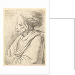 Man with caricatured features and hair streaming behind, in half-length to left, 1648 by Wenceslaus Hollar