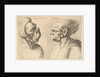 Two deformed heads facing inwards, 1625-77 by Wenceslaus Hollar