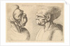 Two deformed heads facing inwards, 1625-77 by Wenceslaus Hollar