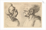 Two deformed heads facing inwards, 1625-77 by Wenceslaus Hollar