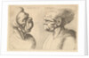 Two deformed heads facing inwards, 1625-77 by Wenceslaus Hollar