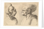 Two deformed heads facing inwards, 1625-77 by Wenceslaus Hollar