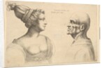 A female with hair tied back and a bald male facing each other, 1645 by Wenceslaus Hollar