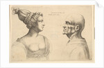 A female with hair tied back and a bald male facing each other, 1645 by Wenceslaus Hollar
