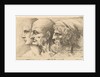 Row of three heads in profile to left, 1645 by Wenceslaus Hollar