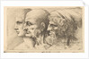 Row of three heads in profile to left, 1645 by Wenceslaus Hollar
