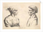Two heads, 1625-77 by Wenceslaus Hollar
