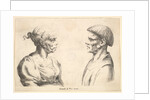 Two heads, 1625-77 by Wenceslaus Hollar