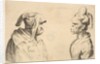 Two deformed heads facing each other, 1625-77 by Wenceslaus Hollar