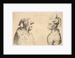 Two deformed heads facing each other, 1625-77 by Wenceslaus Hollar