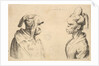 Two deformed heads facing each other, 1625-77 by Wenceslaus Hollar