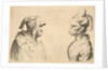 Two deformed heads facing each other, 1625-77 by Wenceslaus Hollar