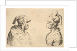 Two deformed heads facing each other, 1625-77 by Wenceslaus Hollar