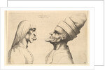Two deformed heads facing each other, 1645 by Wenceslaus Hollar