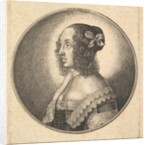 Woman with dark hair and a bow in profile to the left, 1642 by Wenceslaus Hollar