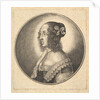 Woman with dark hair and a bow in profile to the left, 1642 by Wenceslaus Hollar